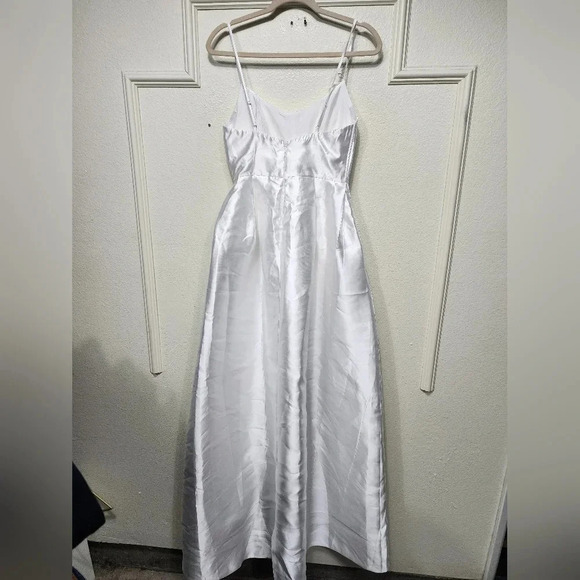 Lulu's Dreamy Forever White Taffeta Rosette Maxi Dress with Pockets S Wedding - Picture 9 of 12